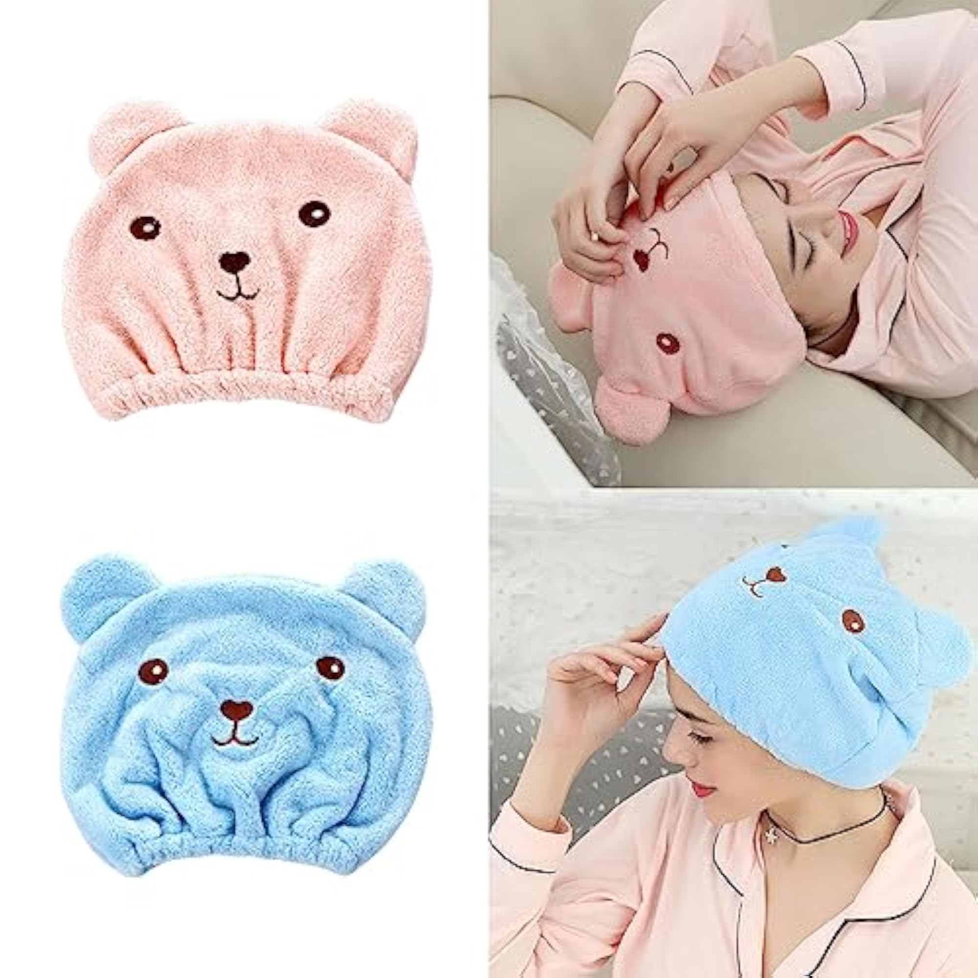 Cartoon Long Hair Dry Hair Cap for Bathroom & Travel