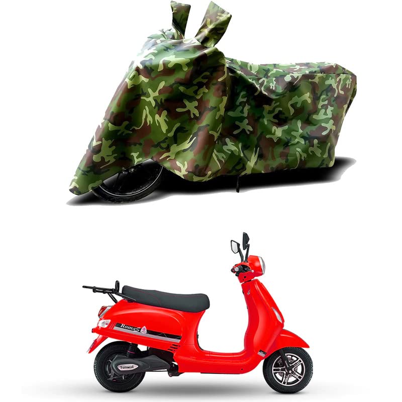 Image of 100% Water Resistant Full Bike Scooty Two Wheeler Body Cover Compatible for Tunwal Roma S /UV-Rays /Heat Protection /Birds Dropping /Scratchproof /Dust Proof /Waterproof /All Varients[Green MJ]