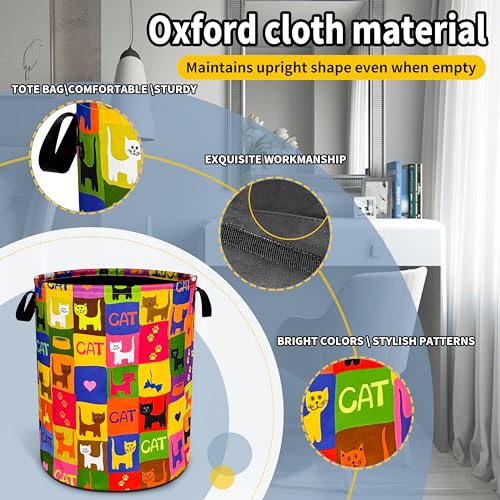 Image of Cute Cat Laundry Basket Funny Pet Foldable Waterproof Oxford Cloth Tote Bag