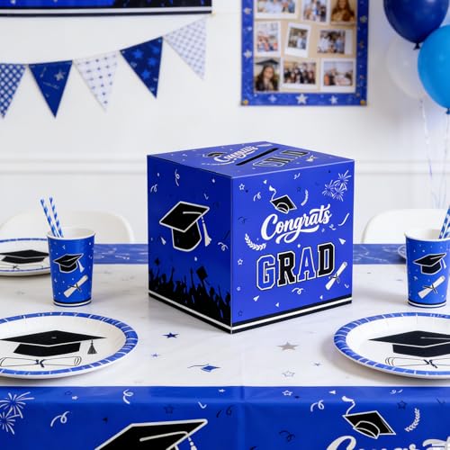Image of 9.45Inch Large Blue Black Graduation Card Box, Back to School Gifts | Ideal 2026 Grad & Back to School Gifts, Fits High School, College & Masters, Dorm Decor & Party Favors For Class of 2026