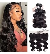 Brazilian Body Wave 3 Bundles with Frontal 13x4 Ear to Ear HD Lace Free Part Frontal with Bundles...
