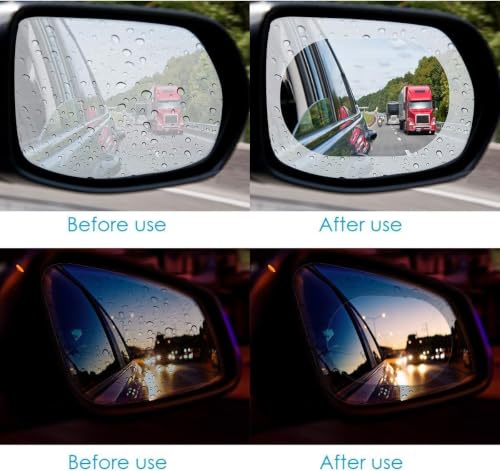 Image of Pack of 4 Car Anti Fog Film Car Rearview Mirror Films Anti-Rain Fog Waterproof Anti-Glare, Anti-Scratch PET Material Film Accessories (Pack of 4)