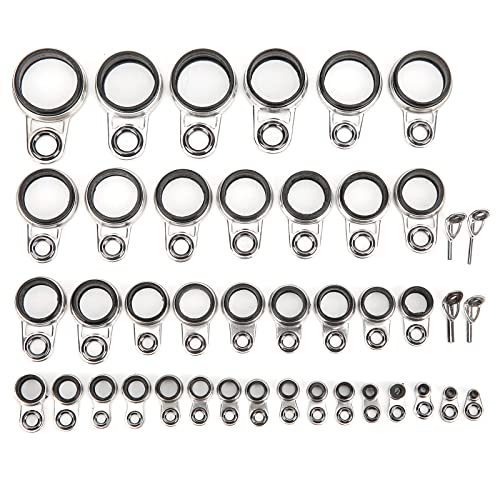 Culnflun Universal Rock Casting Fishing Rod Guides Line Rings Top Tips 41 in 1 Set Ceramic Compact Design for Rock Casting Fishing Accessories