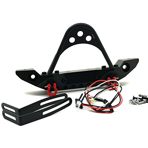 WEFEINO 1Pcs Metal Front Bumpers with LED Light for 1/10 Axial SCX10 90047 RC Crawler Car