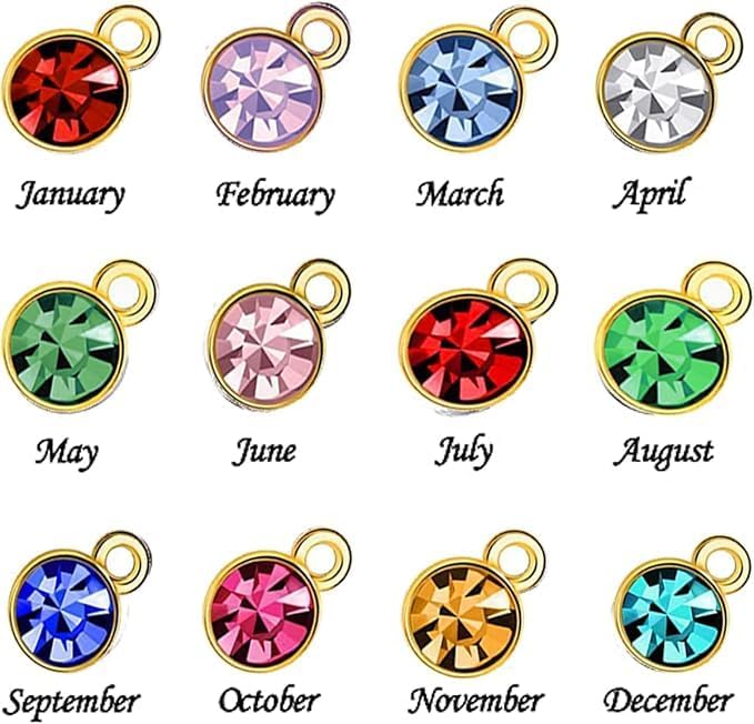 BetterJonny 120 Pieces Crystal Birthstone Charms Beads, 12 Colors Round Crystal Charm with Rings Handmade Jewelry Pendants for Jewelry Necklace Bracelet Earring Making - Image 2