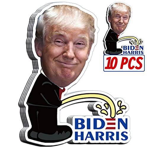 Trump Stickers and Decals(10 Pack), Trump Pissing on Biden Harris Bumper Sticker, Trump 2024 Funny Vinyl Stickers for Car, Truck, House, Windows, Laptop, Great Gift for Any Patriot