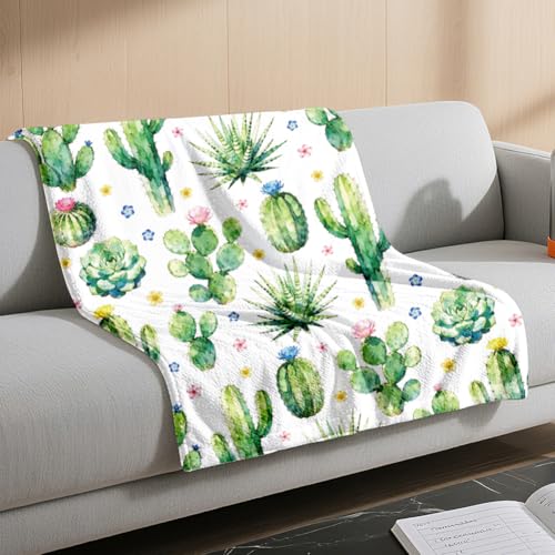 Plaid cactus couverture flanelle verte lavable lit canapé 150x130 - 6