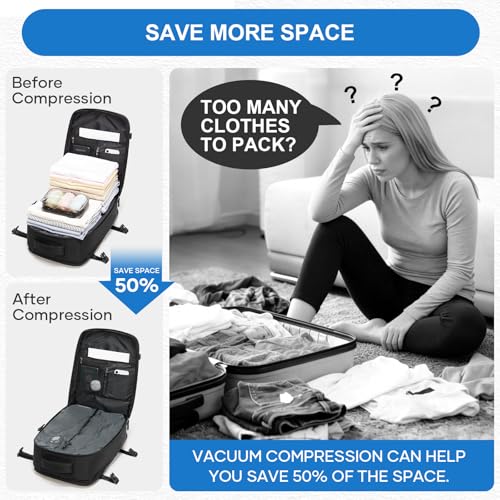 Image of coowoz Vacuum Travel Backpack With Pump For Women Men Airline Approved,Carry On Backpack,Large Hiking Laptop Backpacks Waterproof Outdoor Sports Rucksack Casual Daypack Backpacks