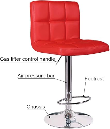Miniatura 5 de Taburetes de bar ajustables, modernos taburetes de bar giratorios ajustables de piel sintética, sillas hidráulicas de altura con respaldo, juego de