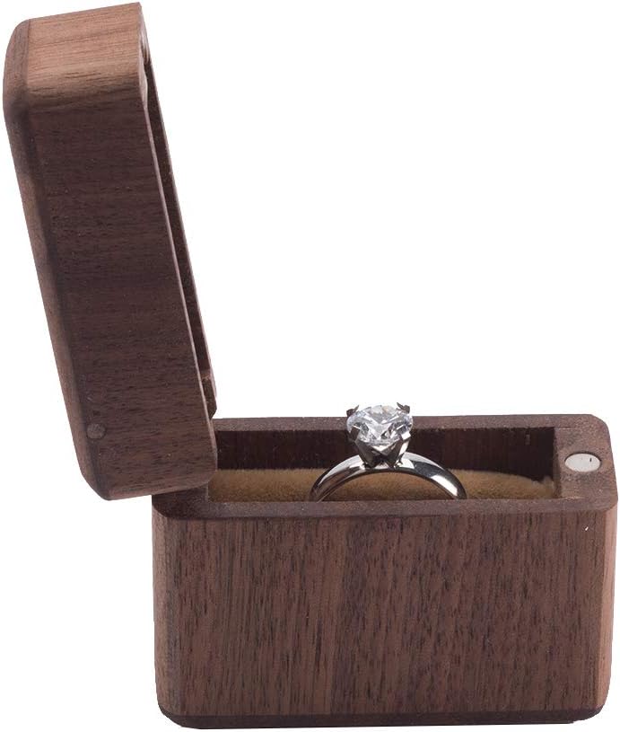 指輪ケース ポータブル指輪ケース 指輪ボックス 純木ケース ミニジュエリーボックス ピアス ボック (183FT)