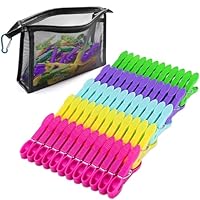 Clothes Pegs 60 PCS, Pegs for Washing Line with Peg Basket, Windproof Peg Bags for Washing Line, 5 Colors Plastic Laundry Pegs without Imprint for Clotheslines and Clothes, Socks