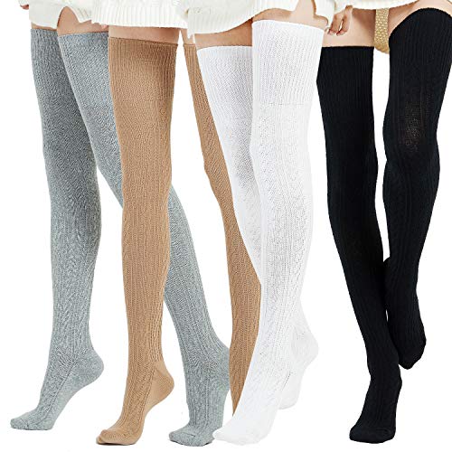 Kayhoma Extra Long Cotton Thigh High Socks Over the Knee High socks Leg Warmers
