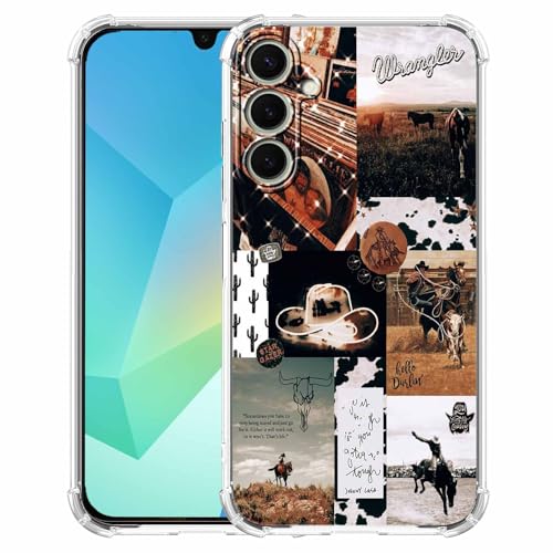 Coque Samsung Galaxy A16 transparente avec motif cow-boy vintage en TPU souple intégral