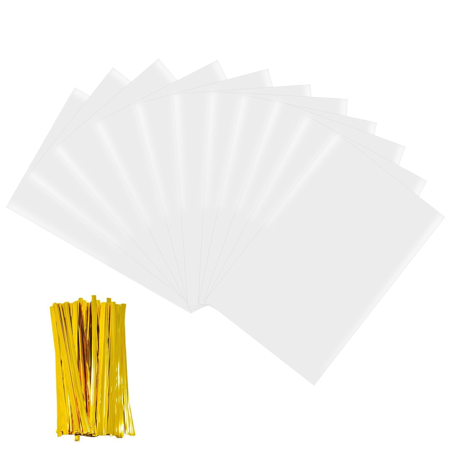 Lot De 100 Sacs En Cellophane Transparents (15,2 X 10,2 Cm) Avec 100 Attaches Métalliques Pour Enfants, Cadeaux D'anniversaire, Boulangerie, Collations, Biscuits