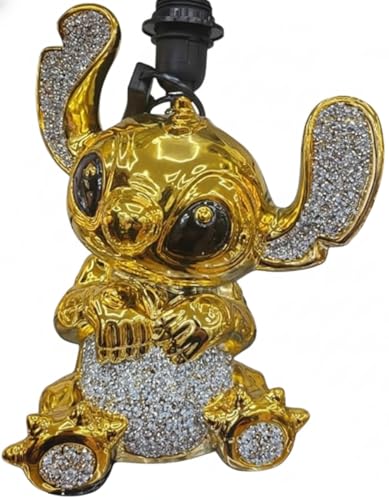 Biznest Bling Crushed Diamond Stitch Table Lamp with Silver Shade Ceramic Base Sparkling Bedside Home Decor (Style 2 Gold)