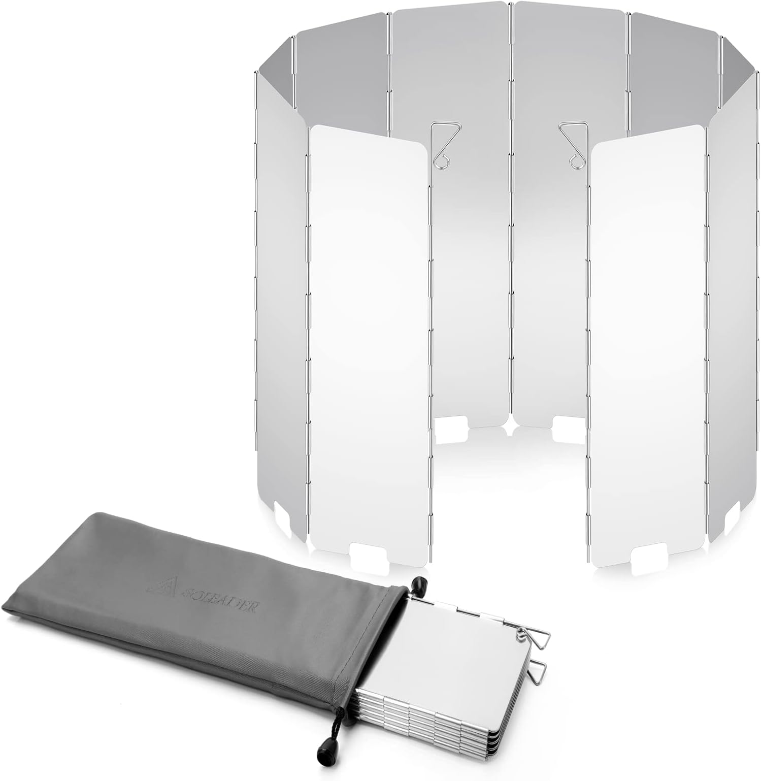 SOLEADER Camping Stove Tall Windshield Wind Shield Windscreen For Camp Gas Stove Folding Compact Lightweight 10 Plates