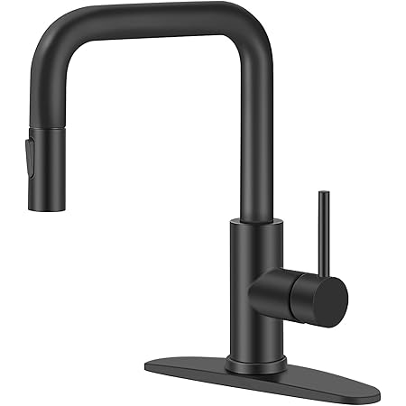Kitchen Faucet Single Handle Stainless Steel Kitchen Sink Faucet with Pull Out Sprayer Matte Black