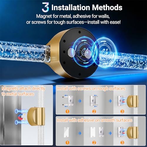 Image of Peel and Stick Gold Rechargeable Magnetic Wireless Wall Sconces Set of 2