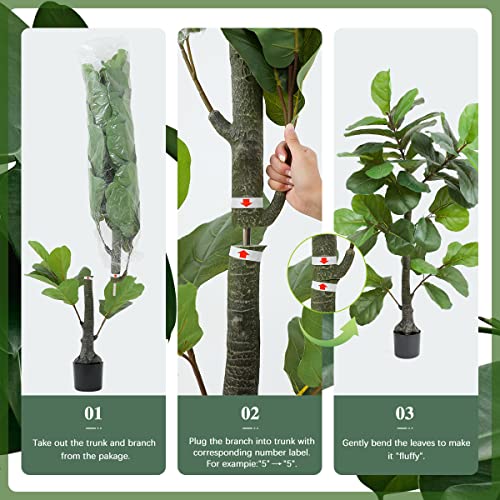 Veryhome Faux Fiddle Leaf Fig Tree Artificial Ficus Tree In Pot, 6Ft Tall Fake Plants Faux Trees Indoor & Outdoor Decor For House Office Living Room Home Decor Perfect Housewarming Gift #TOP4