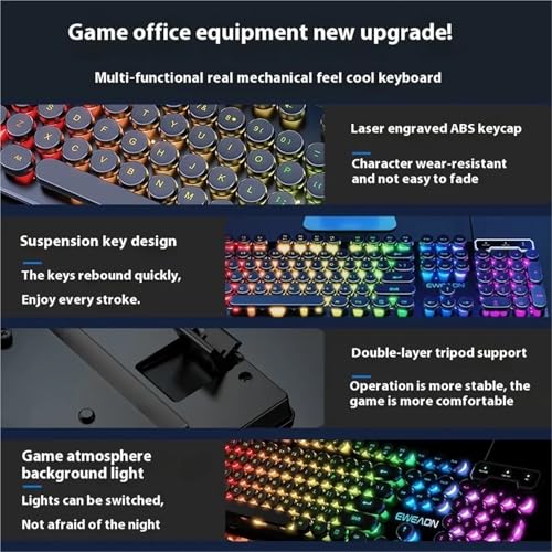 Teclado mecánico YCMGBH retroiluminado USB miniatura 6