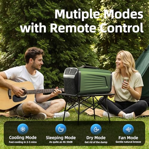 Image of Outohome 5200BTU Portable Camping Air Conditioner For Tent Outdoor and Indoor Use,400W Low Power for RV,Truck,Van and Car Cooling (Dark Green)