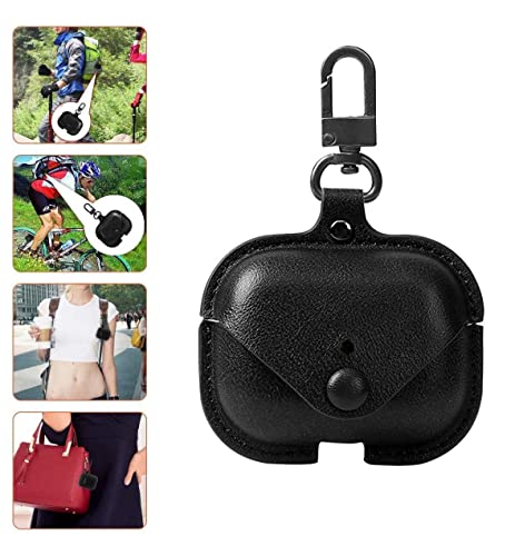 Image of PEFKO PSS121 AirPods Pro Soft Silicone Protective Case 3D Design Shockproof Case Cover with Anti-Lost Metal Keyring Compatible for Apple AirPods Pro (Black [ Leather ])