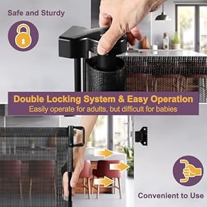 42" Tall X 100" Extra Wide Retractable Baby Gates for Large Openings Extra Tall Dog Gates for Doorways Extra Tall Pet Gate Indoor Outdoor Long Baby Gate Extra Tall Mesh Gate, Black