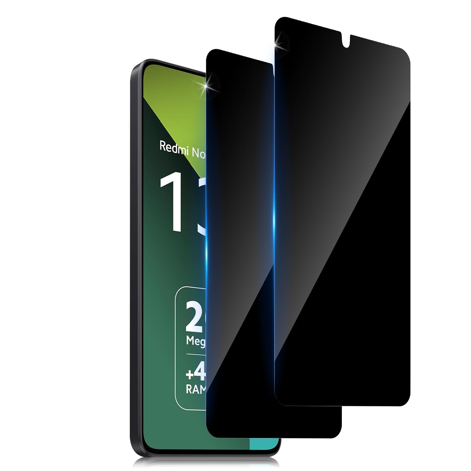 Privacy Screen Protector for Xiaomi Redmi Note 13 5G for Tempered Glass, Pack of 2 Privacy Film, 9H Hardness Anti-Spy Film, Scratch-Resistant, Privacy Protective Glass Screen Protector