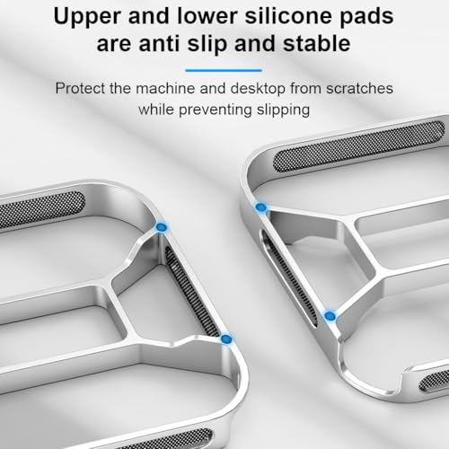 Image of ZORBES Aluminum Stand for Mac mini M4 /M4 Pro, Precision Fit Base with Power Button Cutout, Four-Sided Ventilation, 0.8mm Mesh Dust Cover, Anti-Scratch Silicone Pads Sleek Desktop Holder for Mac mini