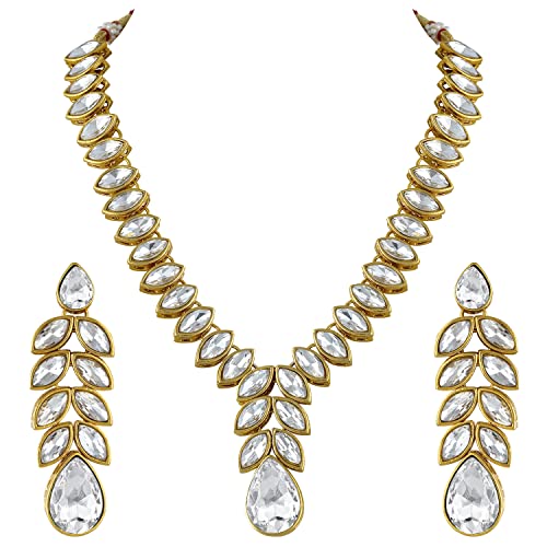 Image of Peora Traditional Crystal Necklace & Jewellery Set Gift for Women