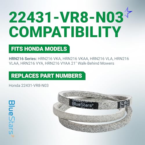 Image of BlueStars 22431-VR8-N03 Drive Belt | Aramid Cord | 3 /8 inch x 39.2 inch | Drive Belt for Honda 21 Inch Walk-Behind Mowers HRN216 Series HRN216VKA HRN216VKAA HRN216VLA HRN216VLAA HRN216VYA Lawn Mower