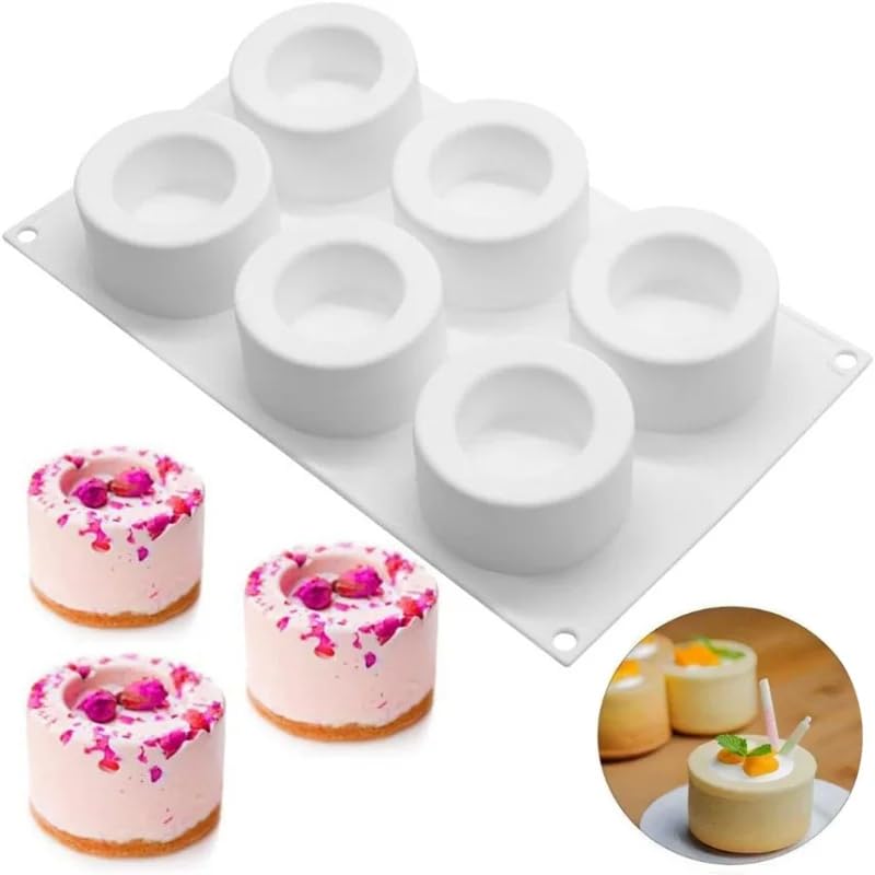 UG LAND INDIA 6 Cavity Cylinder Jar Shape Silicone Candle Mould Mousse Cake Mold for Making Chocolate Muffin Ice Chocolate Pudding Cup Art Ice Shot Glass Candle, Resin Concrete, Cement PVC-image-32