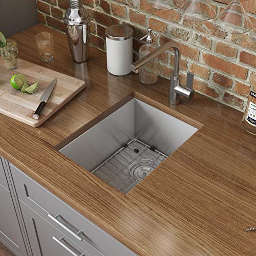 Image of Ruvati 16-inch Undermount 16 Gauge Zero Radius Bar Prep Sink Stainless Steel Single Bowl - RVH7111
