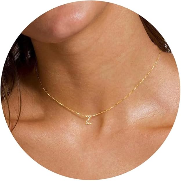 Initial Heart Necklaces for Women - Dainty Cute Necklace Small Layered 14K Gold Plated A-Z Letter CZ Pendant Trendy Satellite Chain Necklaces for Women Non Tarnish Gold Jewelry Set Gift