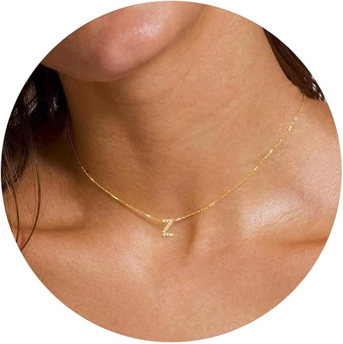 Initial Heart Necklaces for Women - Dainty Cute Necklace Small Layered 14K Gold Plated A-Z Letter CZ Pendant Trendy Satellite Chain Necklaces for Women Non Tarnish Gold Jewelry Set Gift