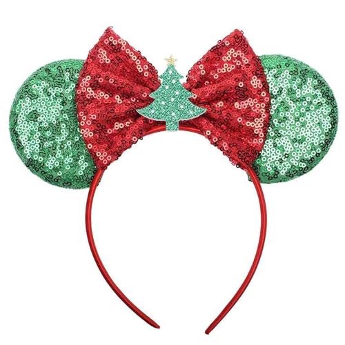 ASHONE Mouse Ears Headbands for Women Groups Mouse Ears Shiny Bows for Birthday Themed Events Accessories Party (Tree Onesize)