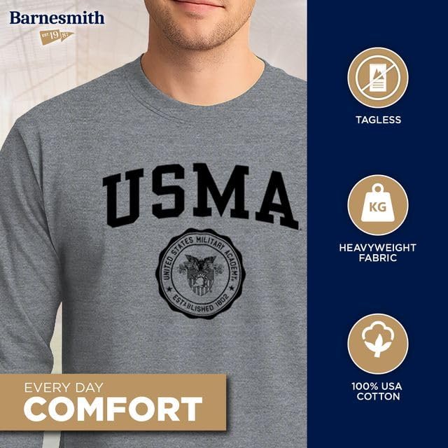 Barnesmith Long Sleeve Cotton Adult T-Shirt, Unisex, Heritage Logo, Grey - Image 3