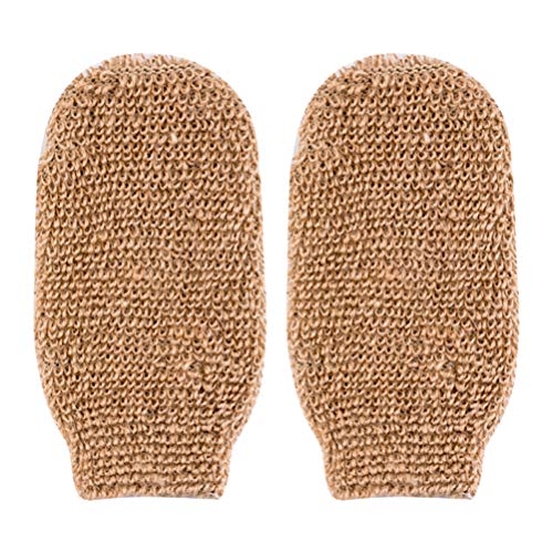 Healifty 2Pcs Gant de Chanvre Exfoliant Douche Gant de Bain Mitaine Mitaine de Bain Éponge Épurateur Enlever La Peau Morte pour Hommes Et Femmes Cover