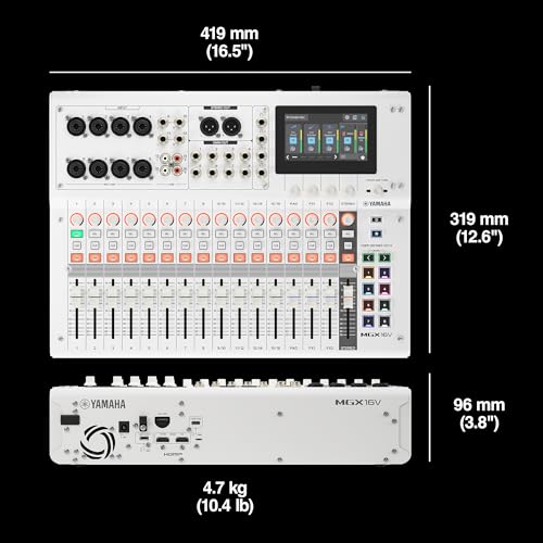 Image of Yamaha MGX16V 22ch Digital Mixing Console, Dual USB-C Audio /Video Interface, Includes Cubase Al, WaveLab Cast LE, Basic FX Suite and Steinberg Plus Software Bundle, White MGX16V W