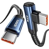 toocki Cable USB C Carga Rapida 1M 100W 5A Tipo C 90 Grados Trenzado Compatible con iPhone 17 16 15 Pro Plus Max Air, MacBook Air, Galaxy S25 Ultra/S24, Azul
