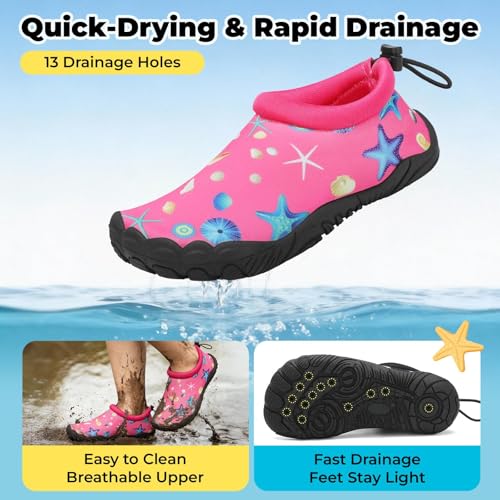 Image of Mishansha Kids Water Shoes Quick-Dry Wide Toe Box Non-Slip Barefoot Shoes Beach Pool Swim Shoes
