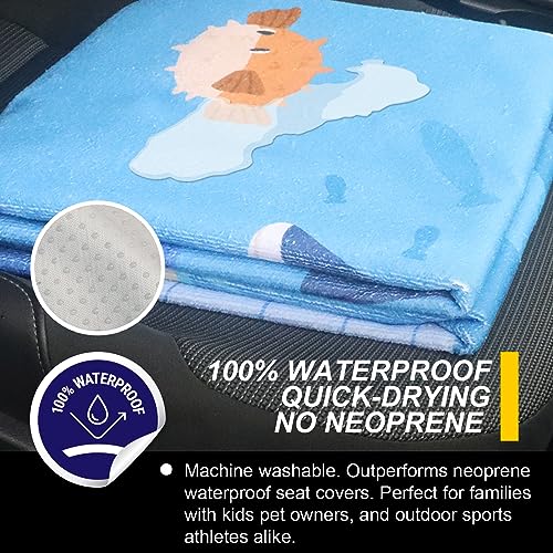 Image of Back Seat Cover for Car Trucks Van SUV Jeep,Waterproof Rear Bench Towel Seat Covers for Dogs and Kids,Automotive Backseat Protector (Seaworld)