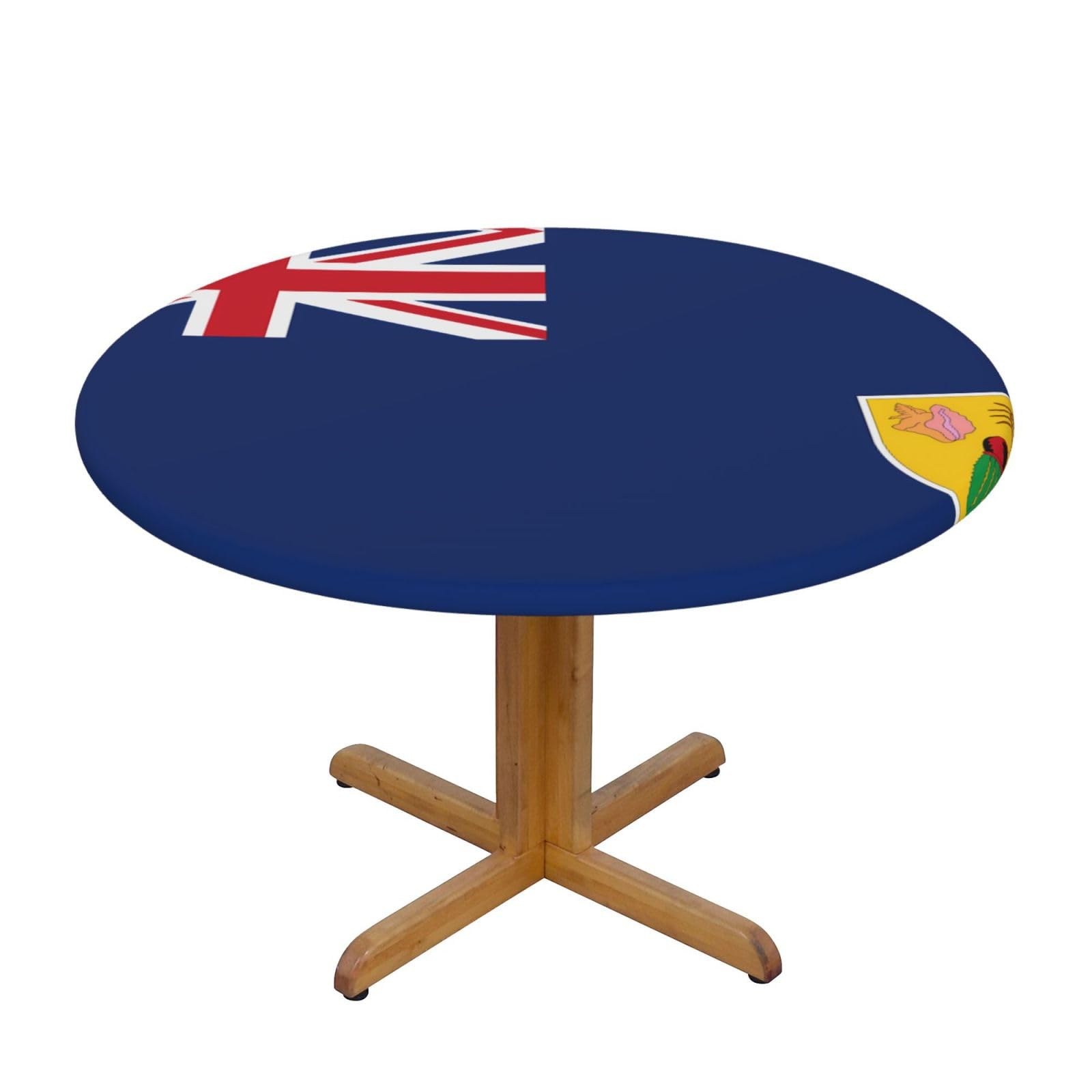 ZQYTGFDC Flag of the Turks and Caicos Islands S Decorative Round Tablecloth Waterproof Anti Stain Oil Proof Size for 40 50 inch