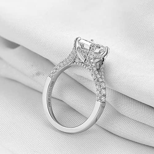 DovEggs Moissanite Engagement Rings for Women 2ct 7x7mm G-H-I Color Asscher Cut Moissanite Split Shank Hidden Halo Anniversary Wedding Ring 14k Gold Quality Sterling Silver4