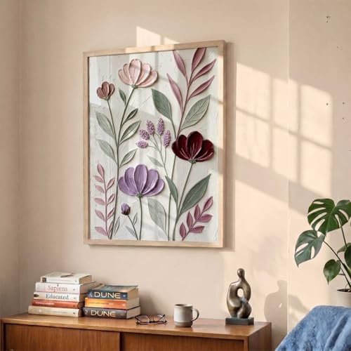 Image of kotart Floral Laef Wall Art Home Decoration | Aesthetic Paintings With Frame For Living Room Bed Room Hotel Wall Decor Digital Reprint (14X20 inch)