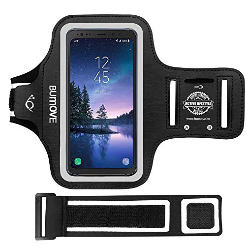 Galaxy S8 Active/S7 Active Armband, BUMOVE Gym Running Workouts Sports Cell Phone Arm Band for Samsung Galaxy S8/S7 Active with Key/Card Holder (Black)