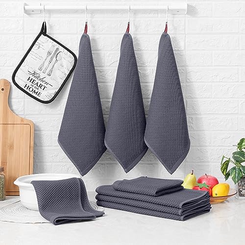 Homaxy 100% Cotton Kitchen Towels And Dishcloths Set thumb #6