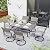 Pamapic 7 Piece Patio Dining Set for 6,Wicker Outdoor Furniture Set for Backyard Garden Deck Poolside with Iron Slats Table Top,6 Cushions Swivel Rocker Chairs,Removable Cushions(Gray)