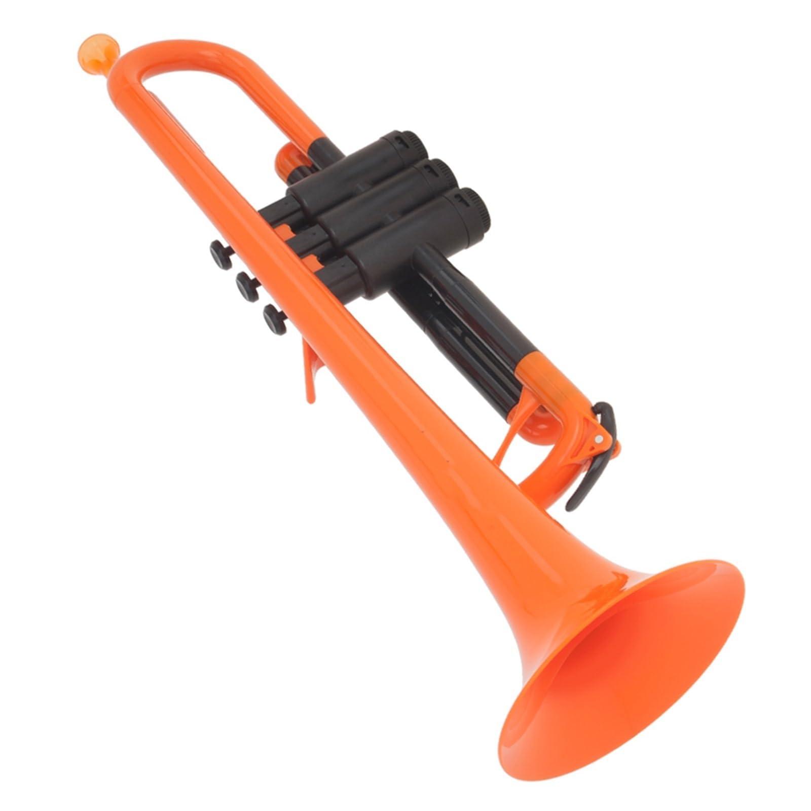 trąbka instrument Profesjonalna gra na plastikowym instrumencie dętym blaszanym B, test dla początkujących na płaskiej trąbce