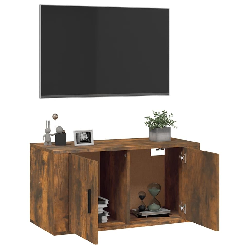 TV-Wandschrank Räuchereiche 80x34,5x40 cm, Holzwerkstoff, schwebendes TV-Möbel, modernes Media Center für Wohnzimmer, Schlafzimmer